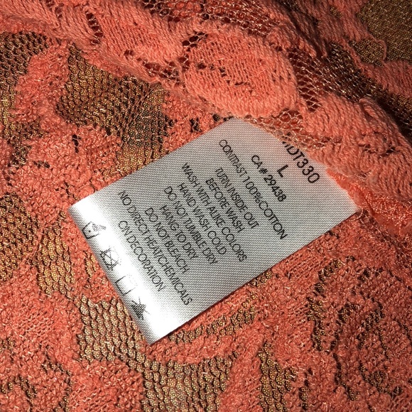 MISS ME~ Coral Embellished Sleeveless Lace Shirt~L - Picture 3 of 8